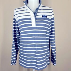 LL Bean Women’s Blue Striped Pull Over Size Small